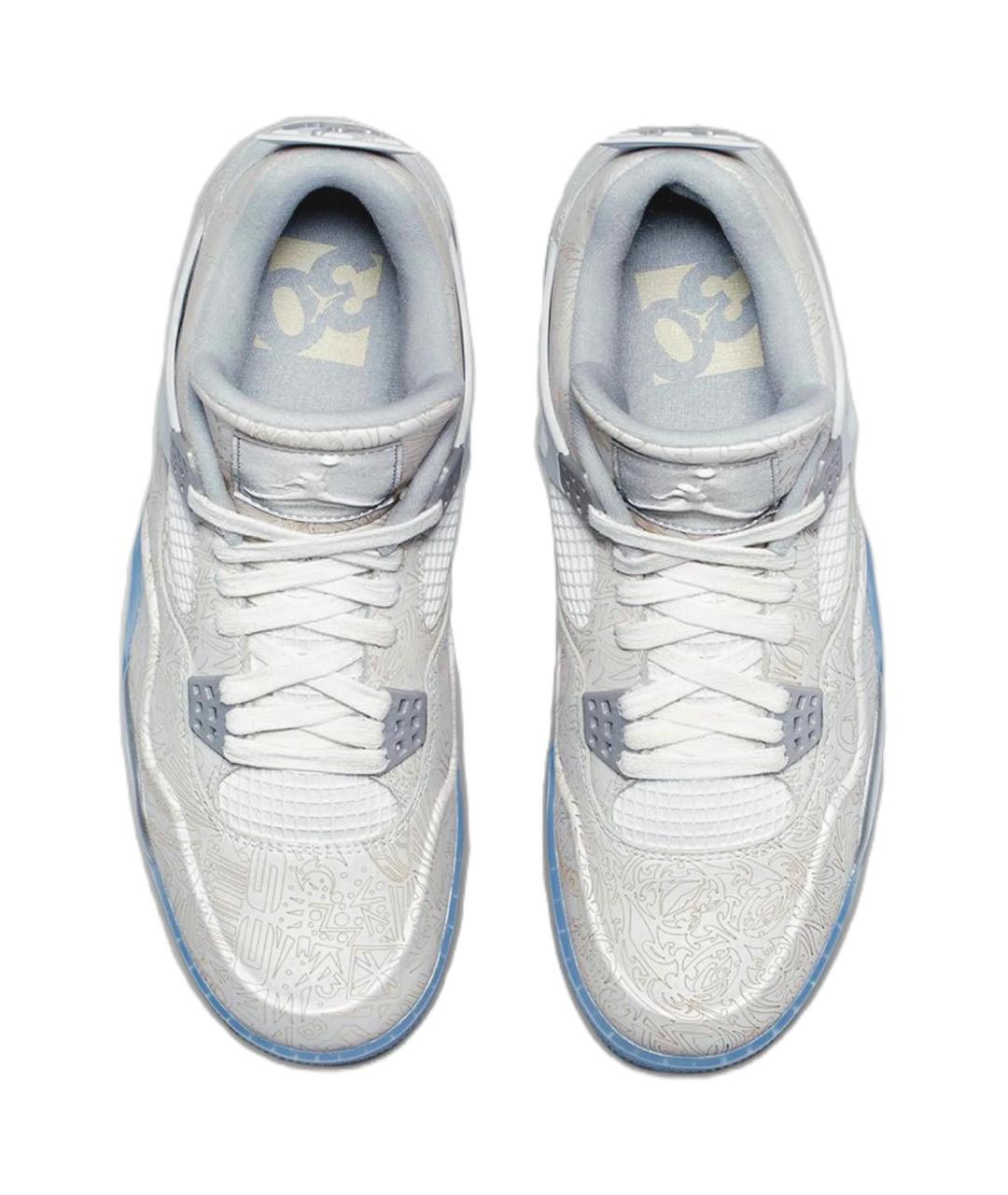 JORDAN Серые кожаные высокие кроссовки / кеды, фото 3