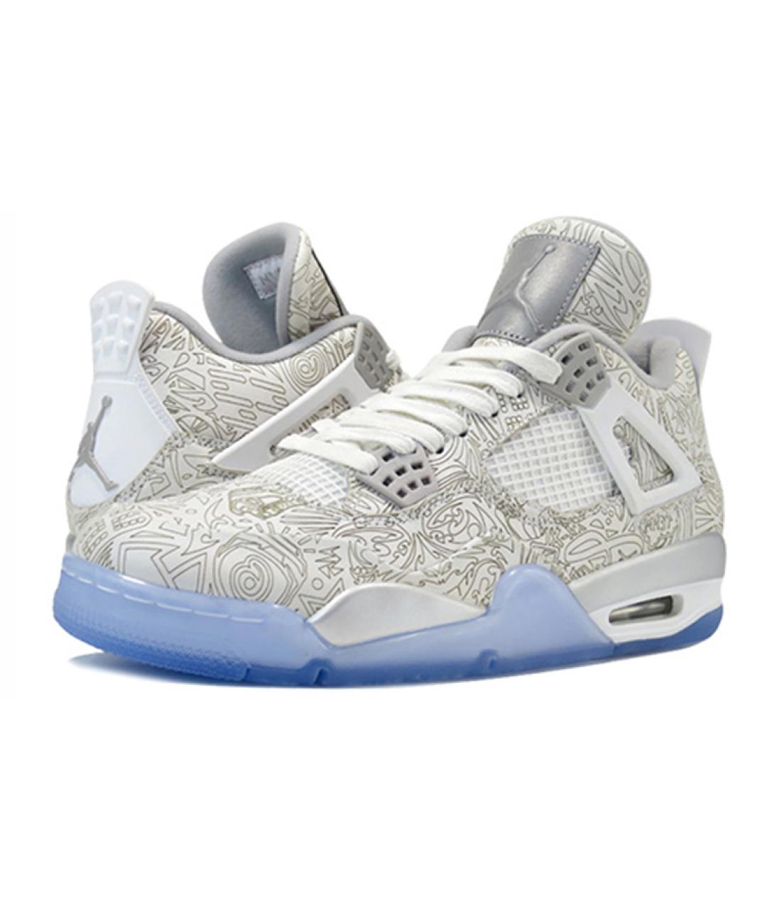 JORDAN Серые кожаные высокие кроссовки / кеды, фото 2