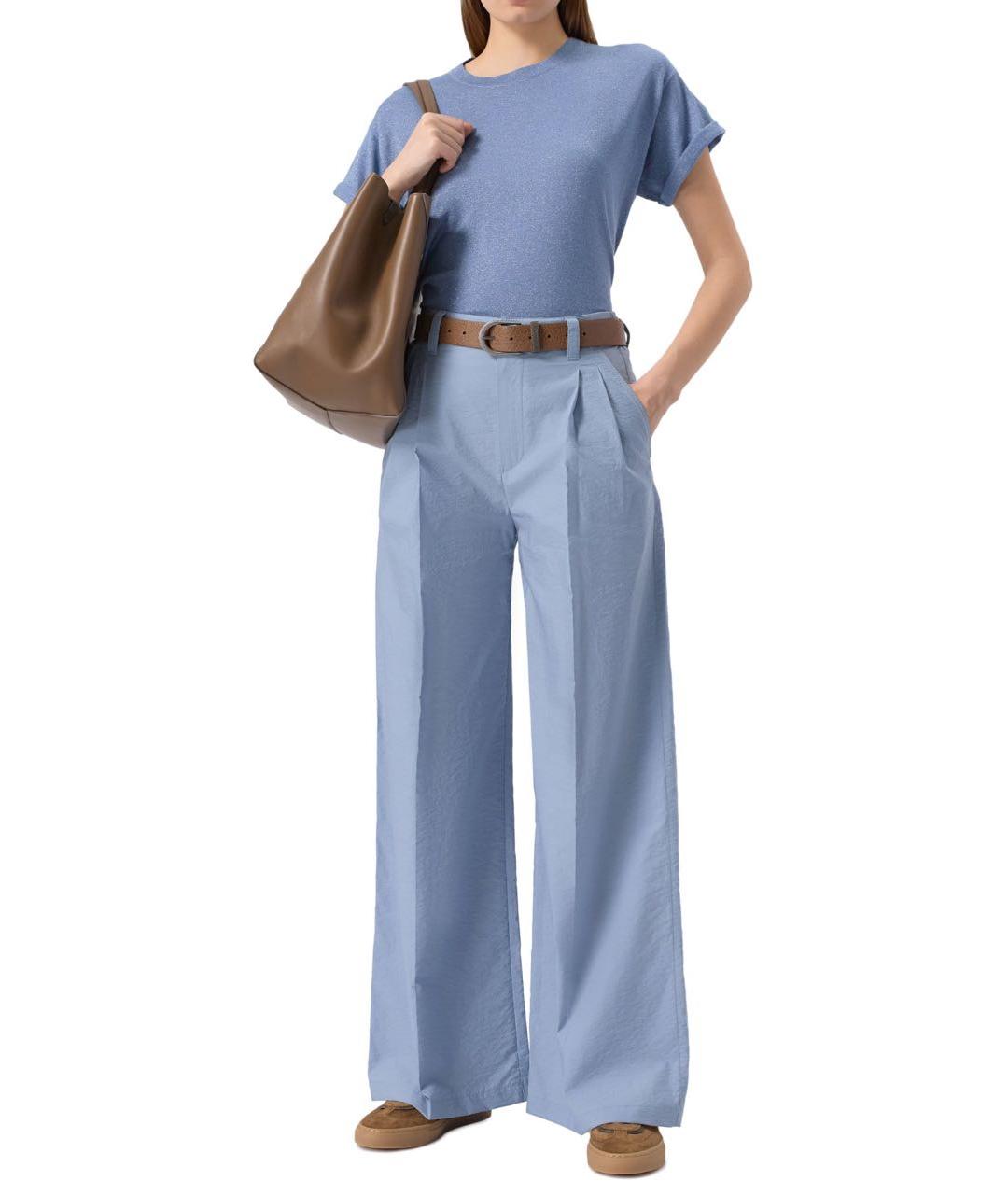 BRUNELLO CUCINELLI Голубая кашемировая футболка, фото 7