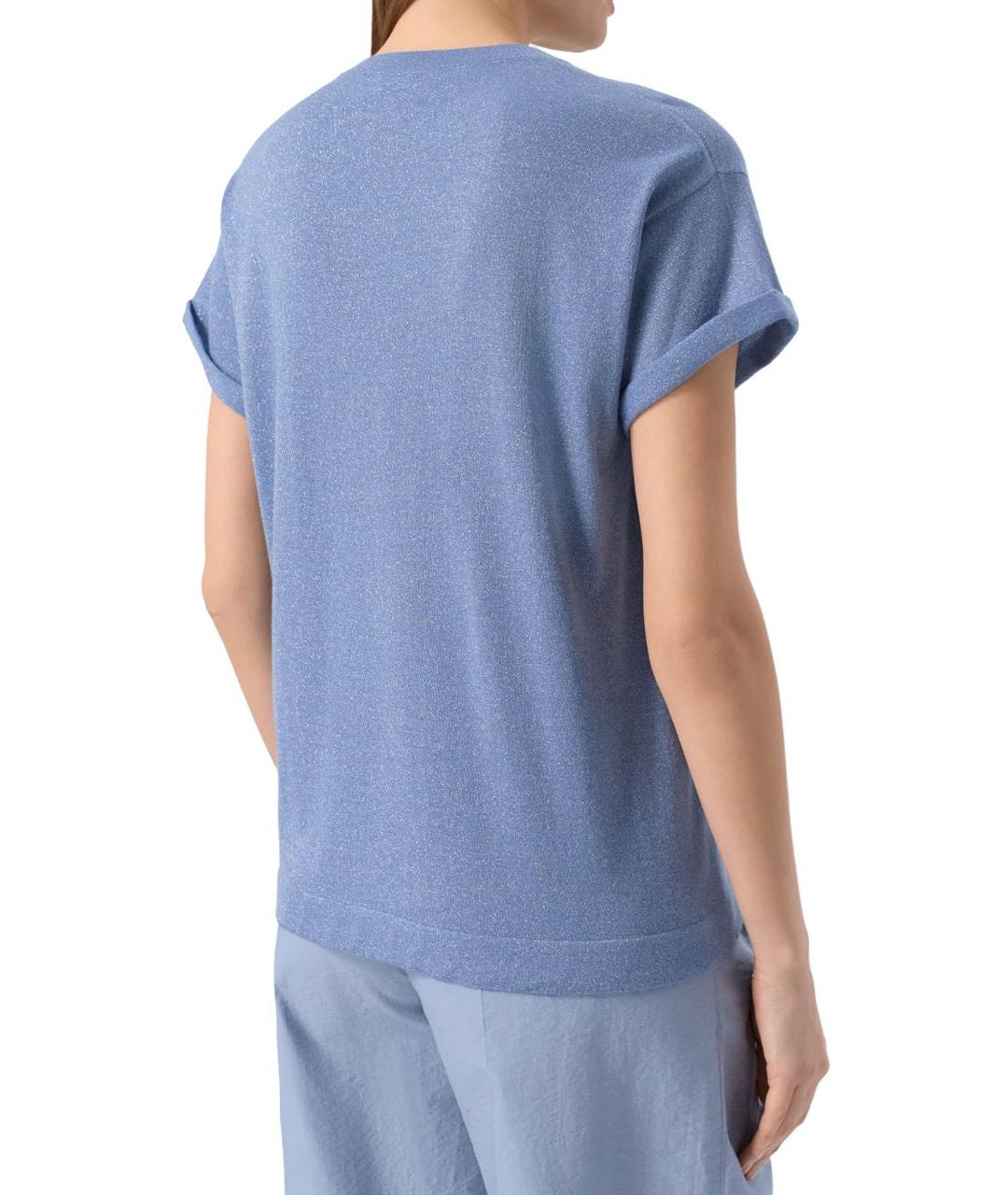 BRUNELLO CUCINELLI Голубая кашемировая футболка, фото 2