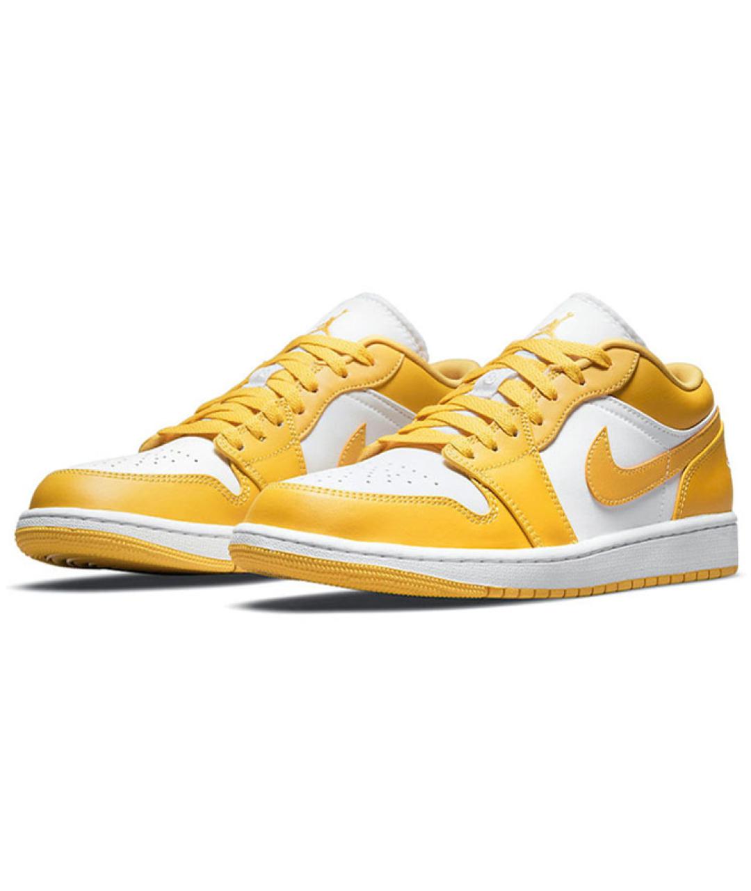 JORDAN Желтые кожаные высокие кроссовки / кеды, фото 3