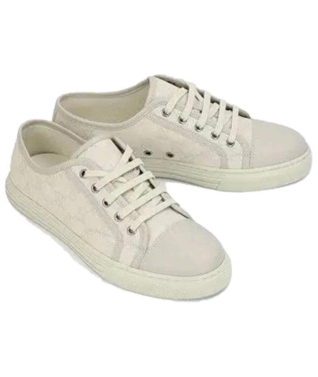 GUCCI Белые текстильные низкие кроссовки / кеды, фото 3