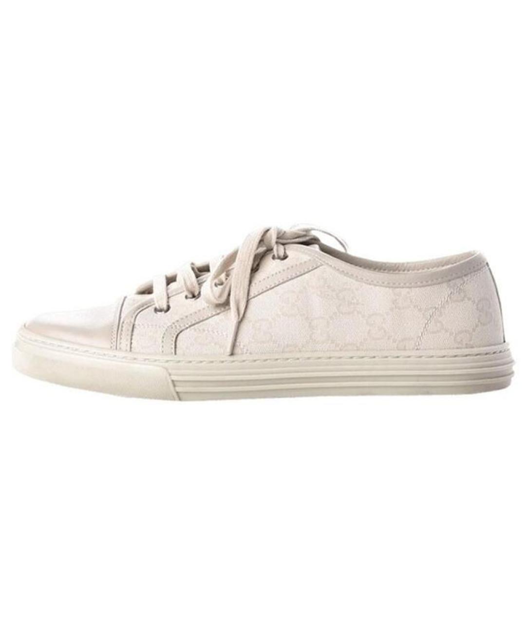 GUCCI Белые текстильные низкие кроссовки / кеды, фото 2