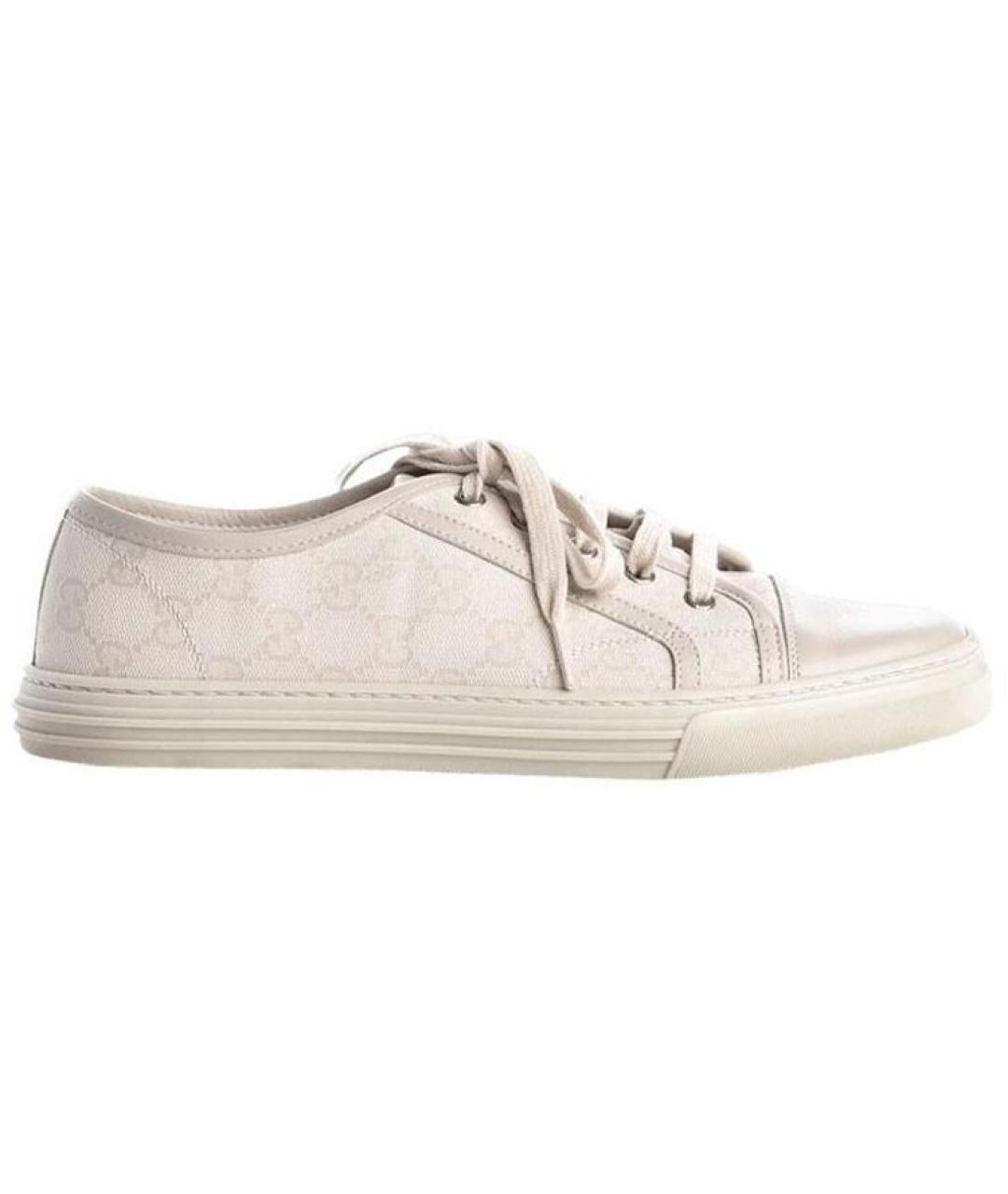 GUCCI Белые текстильные низкие кроссовки / кеды, фото 1