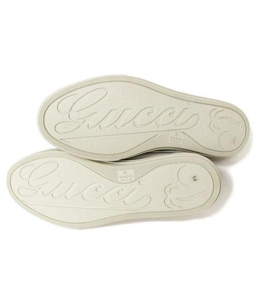 GUCCI Белые текстильные низкие кроссовки / кеды, фото 5