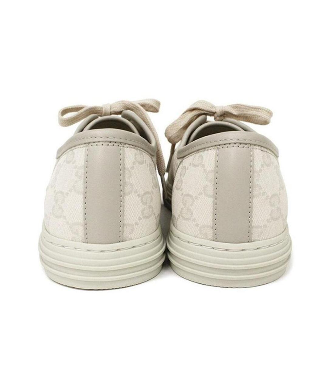 GUCCI Белые текстильные низкие кроссовки / кеды, фото 4