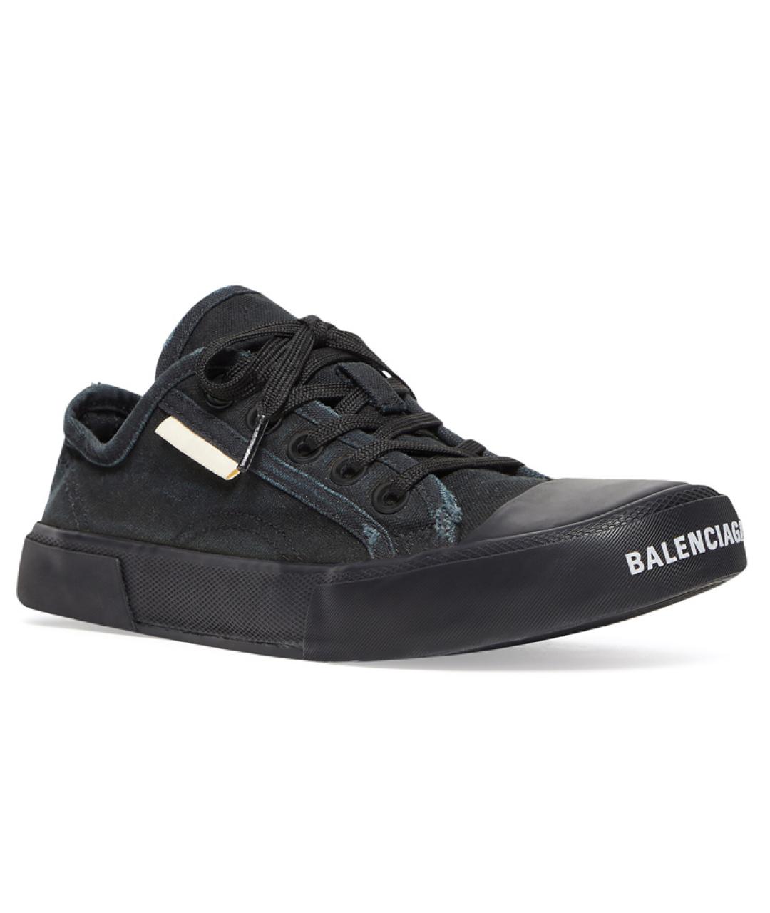 BALENCIAGA Черные текстильные низкие кроссовки / кеды, фото 3