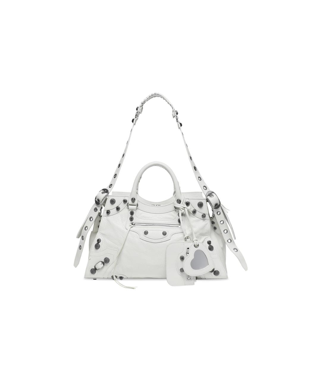 BALENCIAGA Белая кожаная сумка через плечо, фото 6