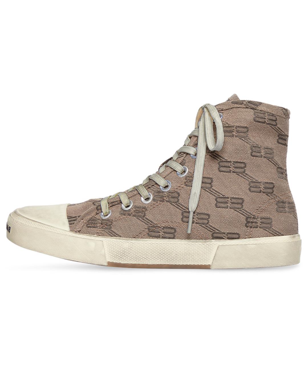 BALENCIAGA Бежевые текстильные высокие кроссовки / кеды, фото 7