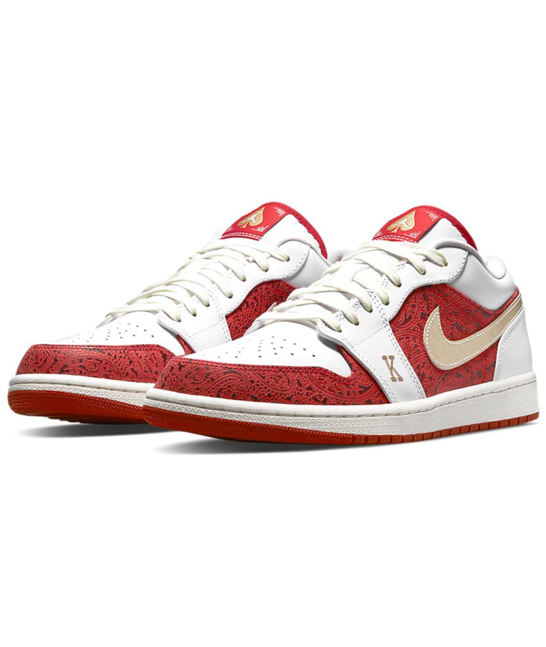 JORDAN Красные кожаные высокие кроссовки / кеды, фото 3