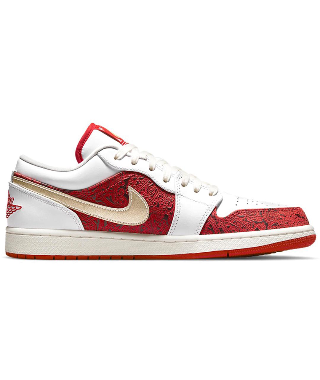 JORDAN Красные кожаные высокие кроссовки / кеды, фото 1