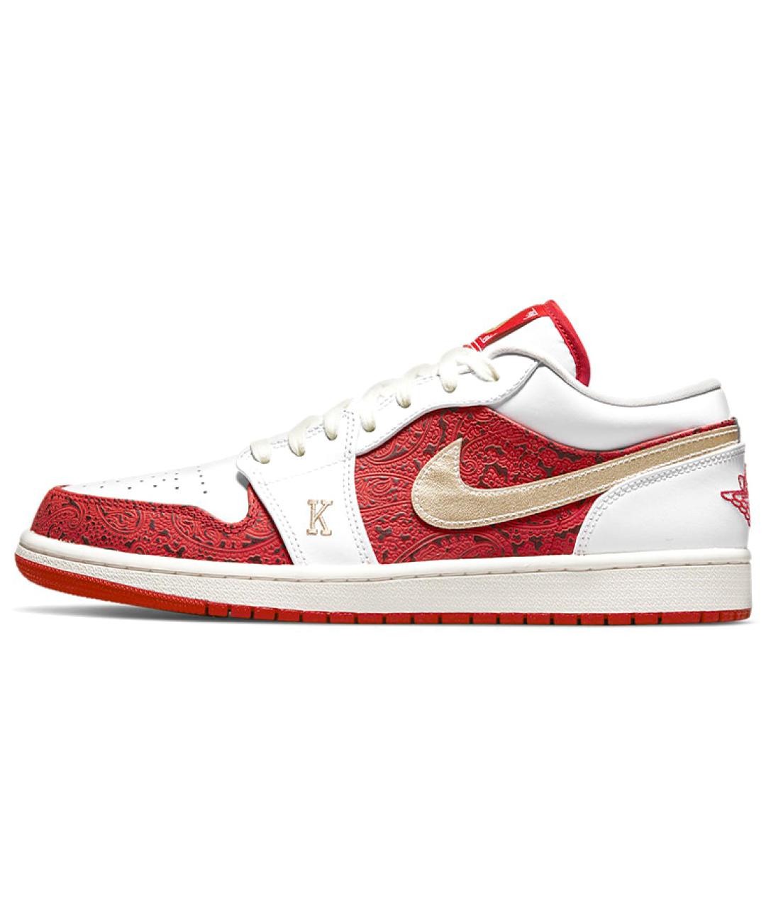 JORDAN Красные кожаные высокие кроссовки / кеды, фото 2