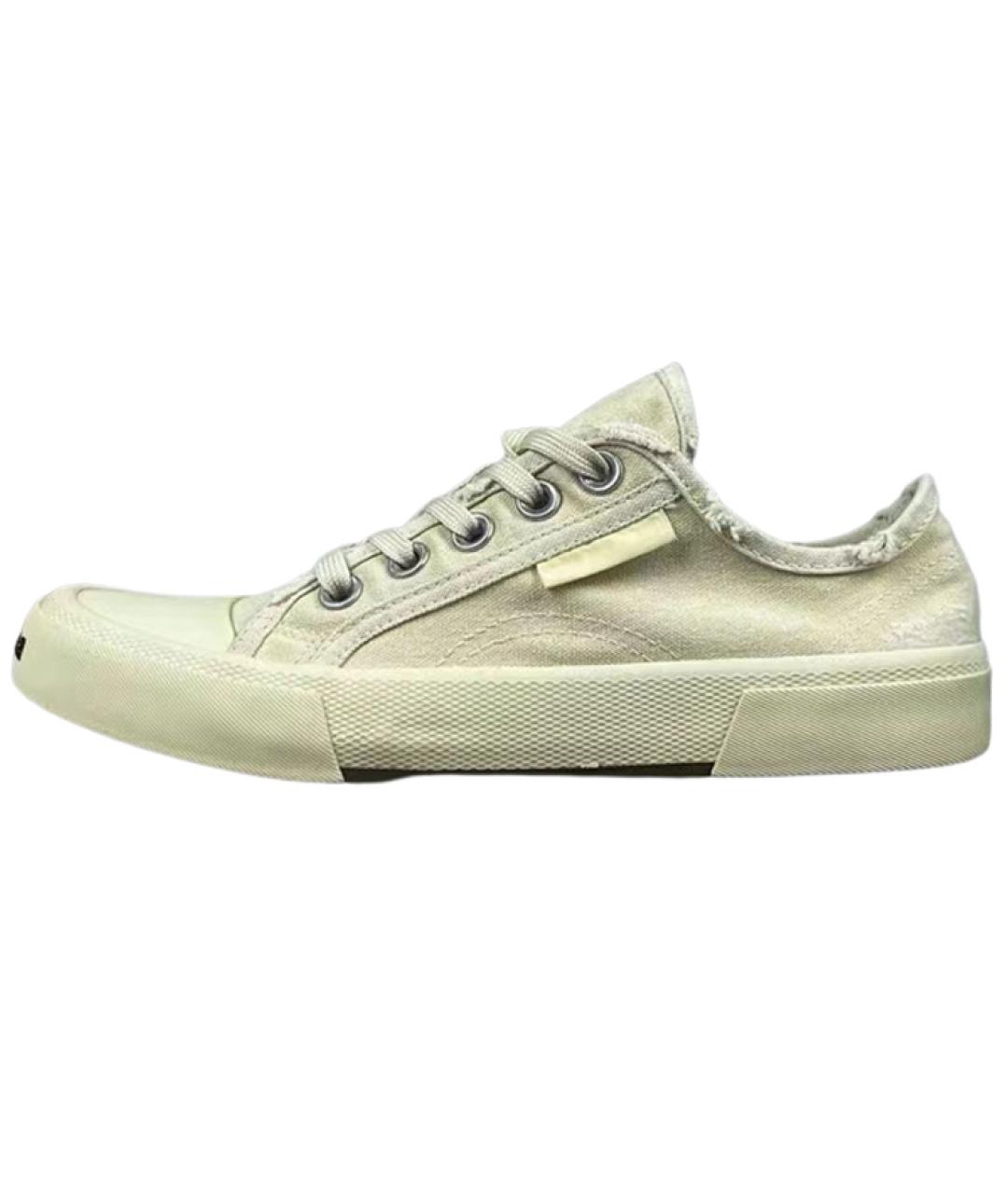 BALENCIAGA Бежевые текстильные низкие кроссовки / кеды, фото 5