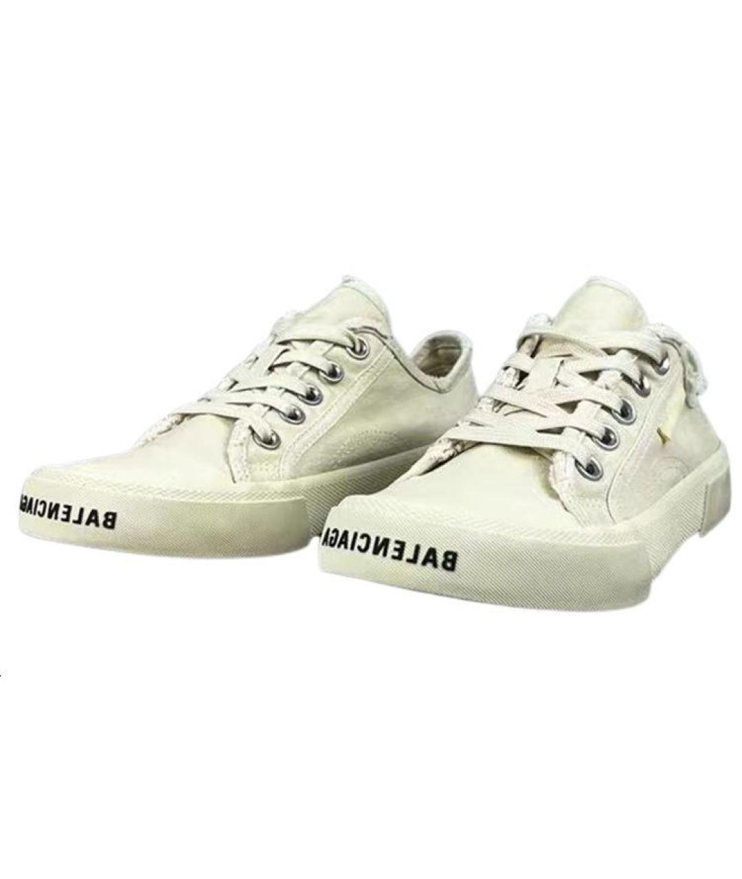 BALENCIAGA Бежевые текстильные низкие кроссовки / кеды, фото 3