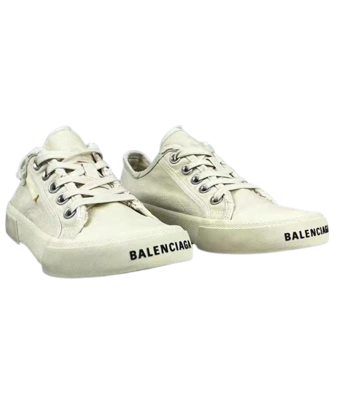 BALENCIAGA Бежевые текстильные низкие кроссовки / кеды, фото 4