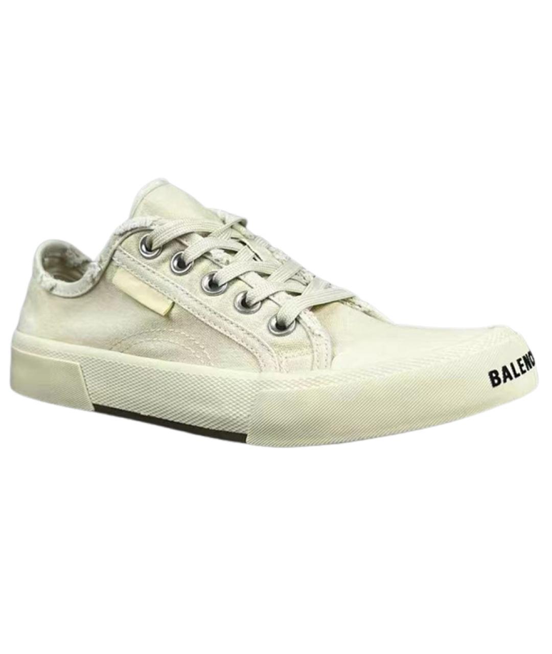 BALENCIAGA Бежевые текстильные низкие кроссовки / кеды, фото 2