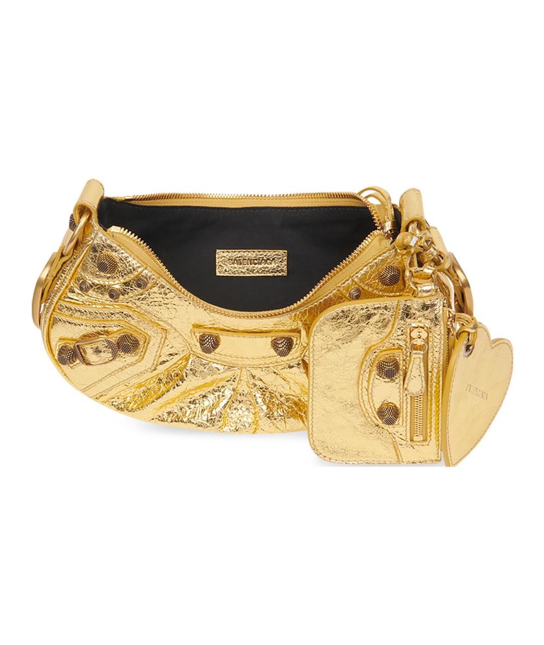 BALENCIAGA Золотая кожаная сумка через плечо, фото 5
