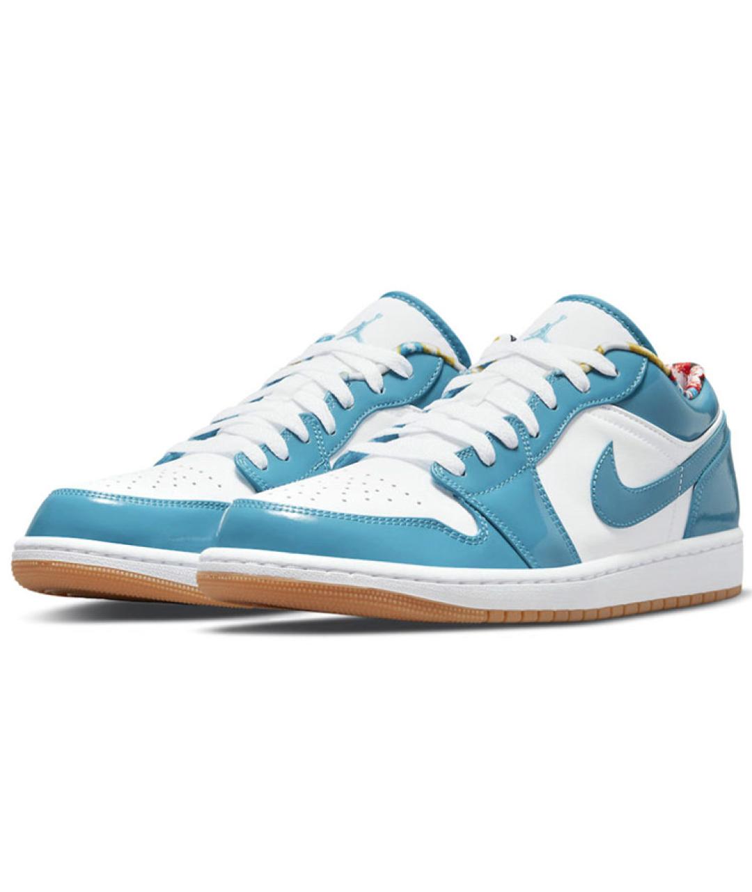 JORDAN Синие кожаные высокие кроссовки / кеды, фото 3