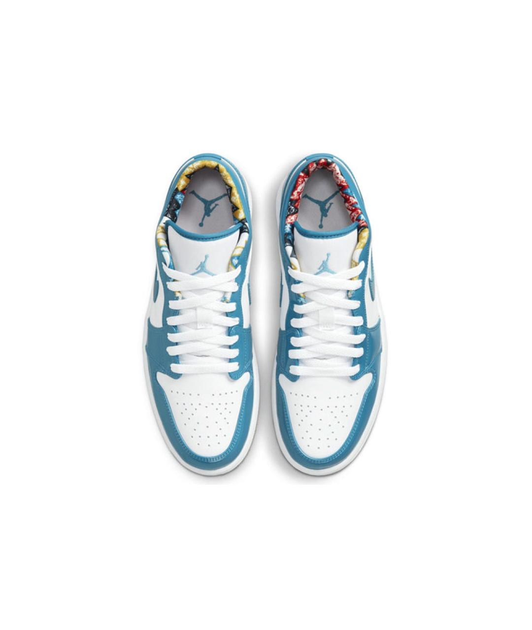 JORDAN Синие кожаные высокие кроссовки / кеды, фото 4