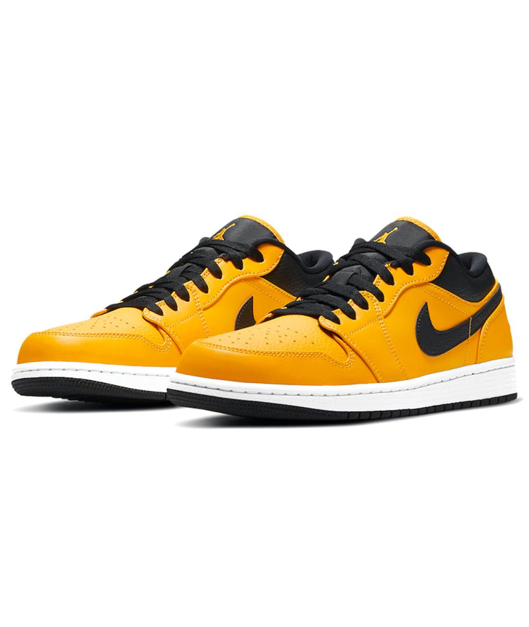 JORDAN Желтые кожаные высокие кроссовки / кеды, фото 3