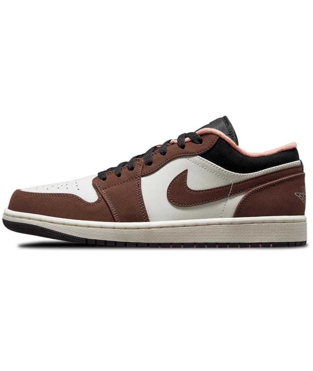 JORDAN Коричневые кожаные высокие кроссовки / кеды, фото 2