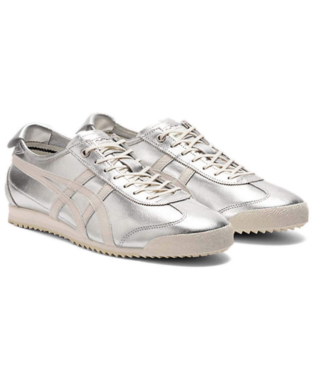 ONITSUKA TIGER Серебряные кожаные кеды, фото 3