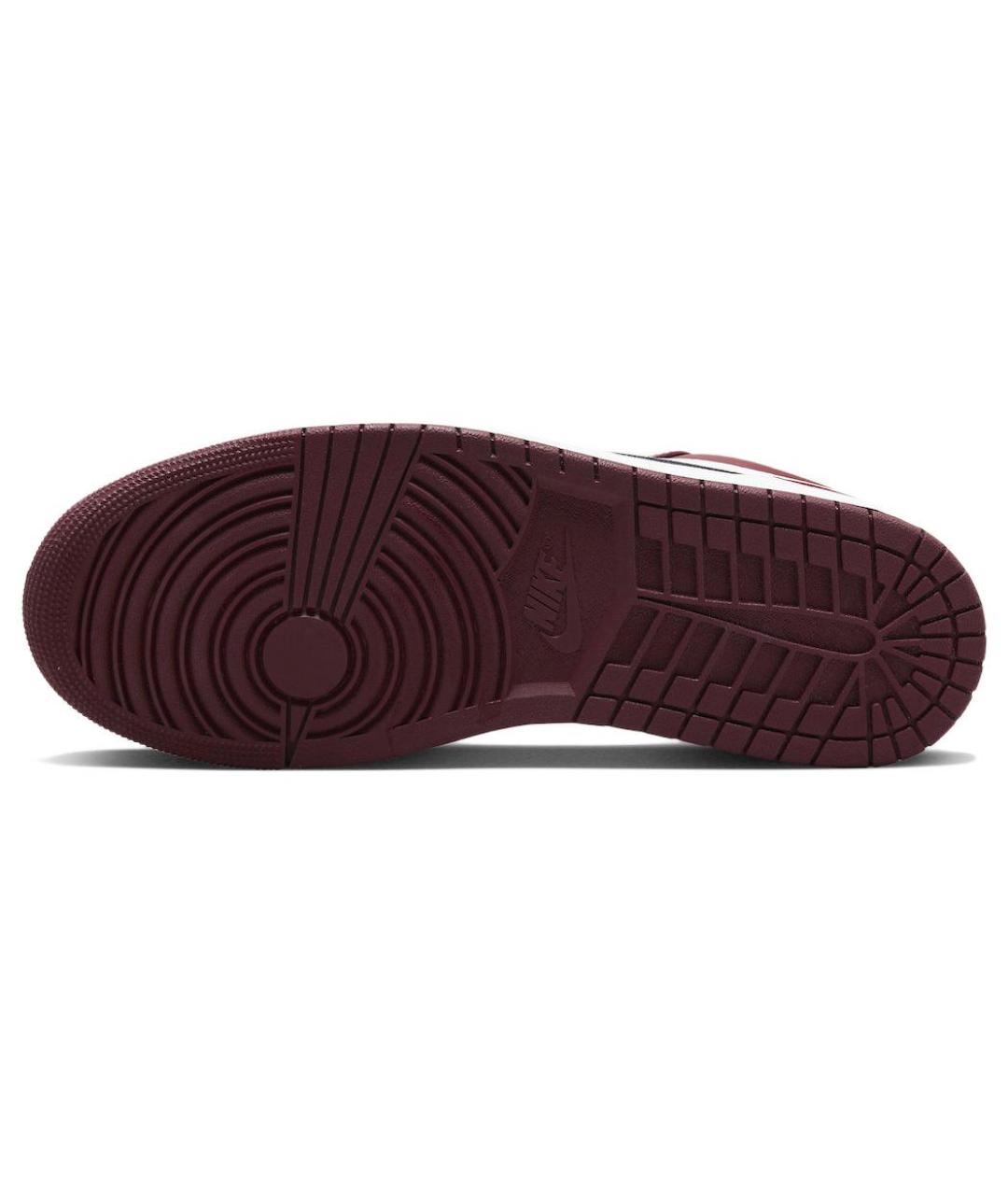 JORDAN Бордовые кожаные высокие кроссовки / кеды, фото 6