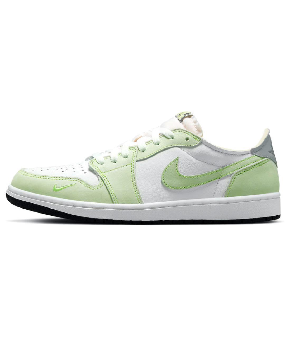 JORDAN Зеленые кожаные высокие кроссовки / кеды, фото 2