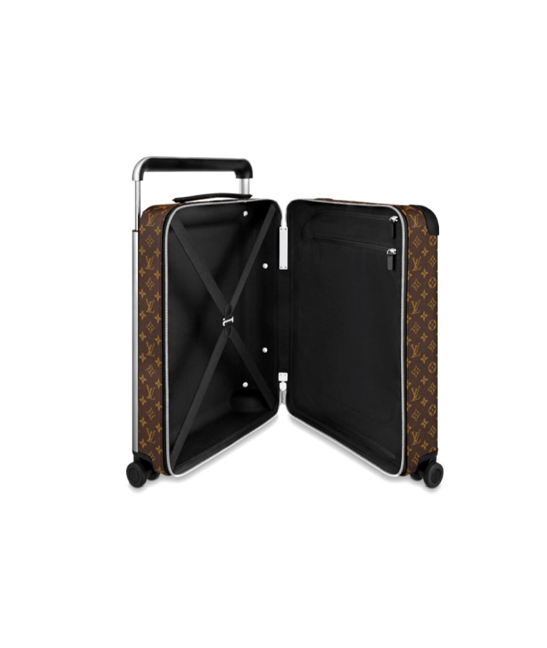 LOUIS VUITTON Коричневый кожаный чемодан, фото 4