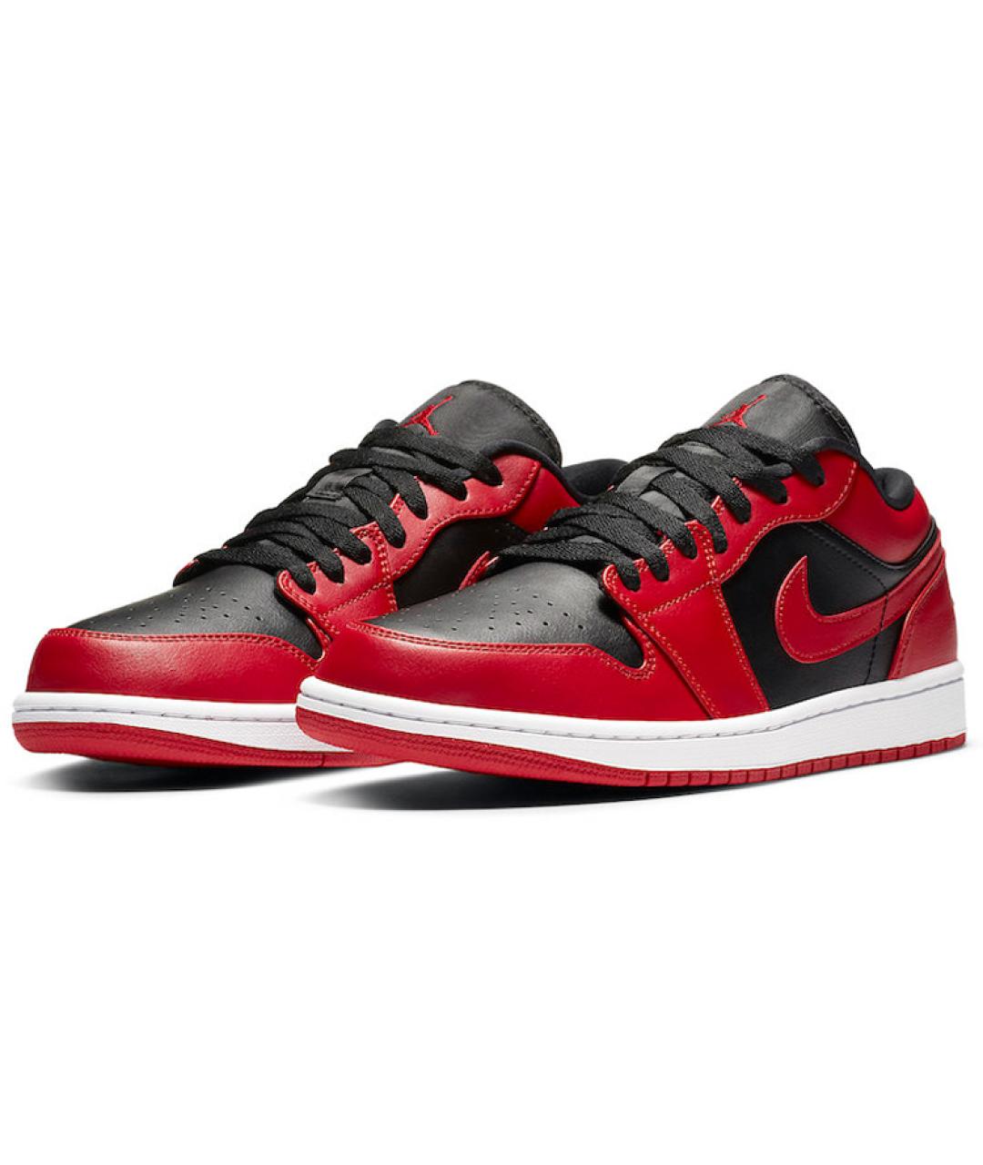 JORDAN Красные кожаные низкие кроссовки / кеды, фото 3