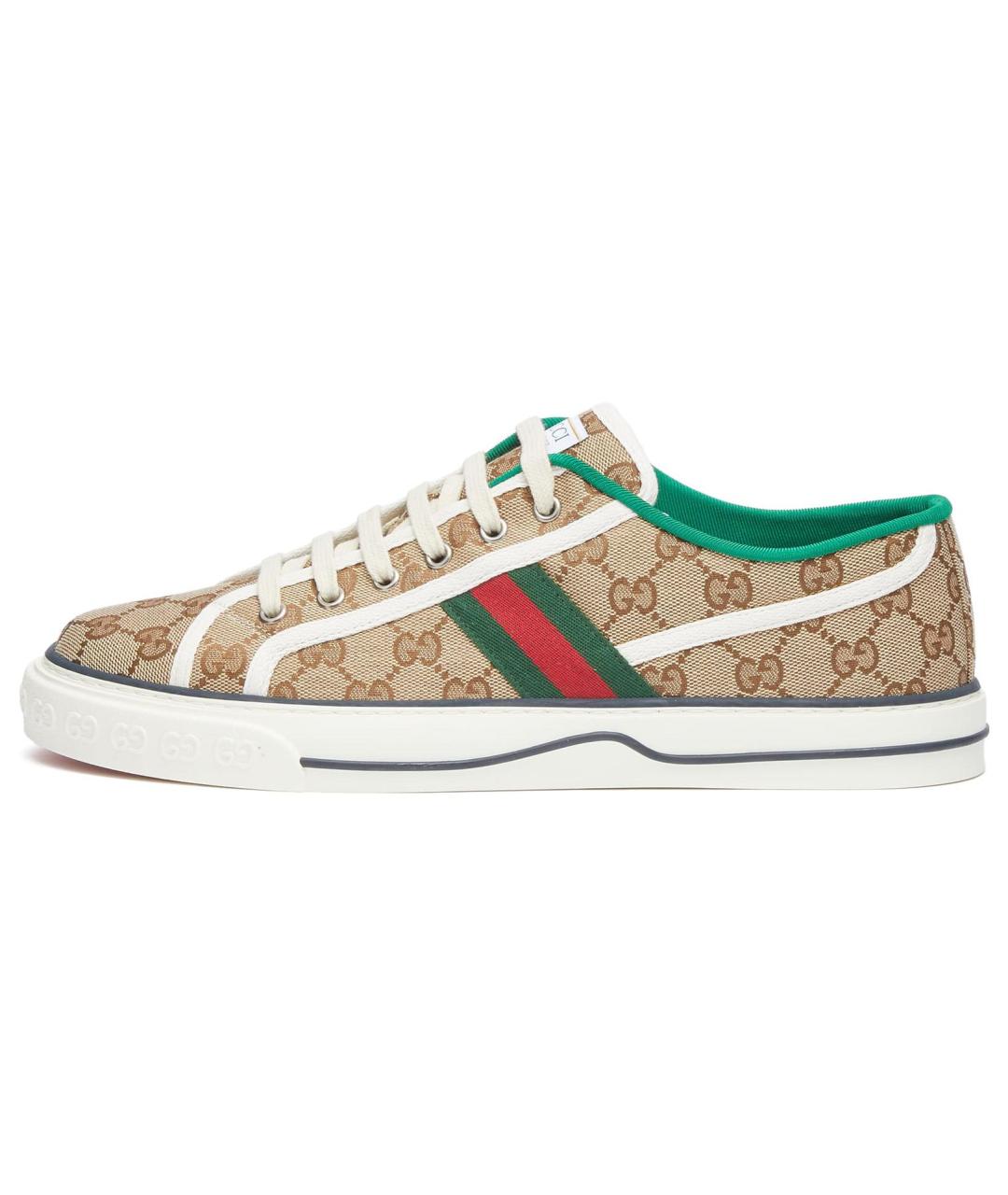 GUCCI Бежевые текстильные низкие кроссовки / кеды, фото 2