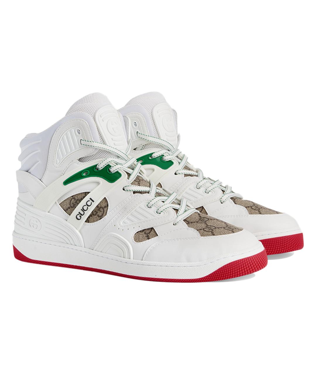 GUCCI Белые кожаные высокие кроссовки / кеды, фото 3