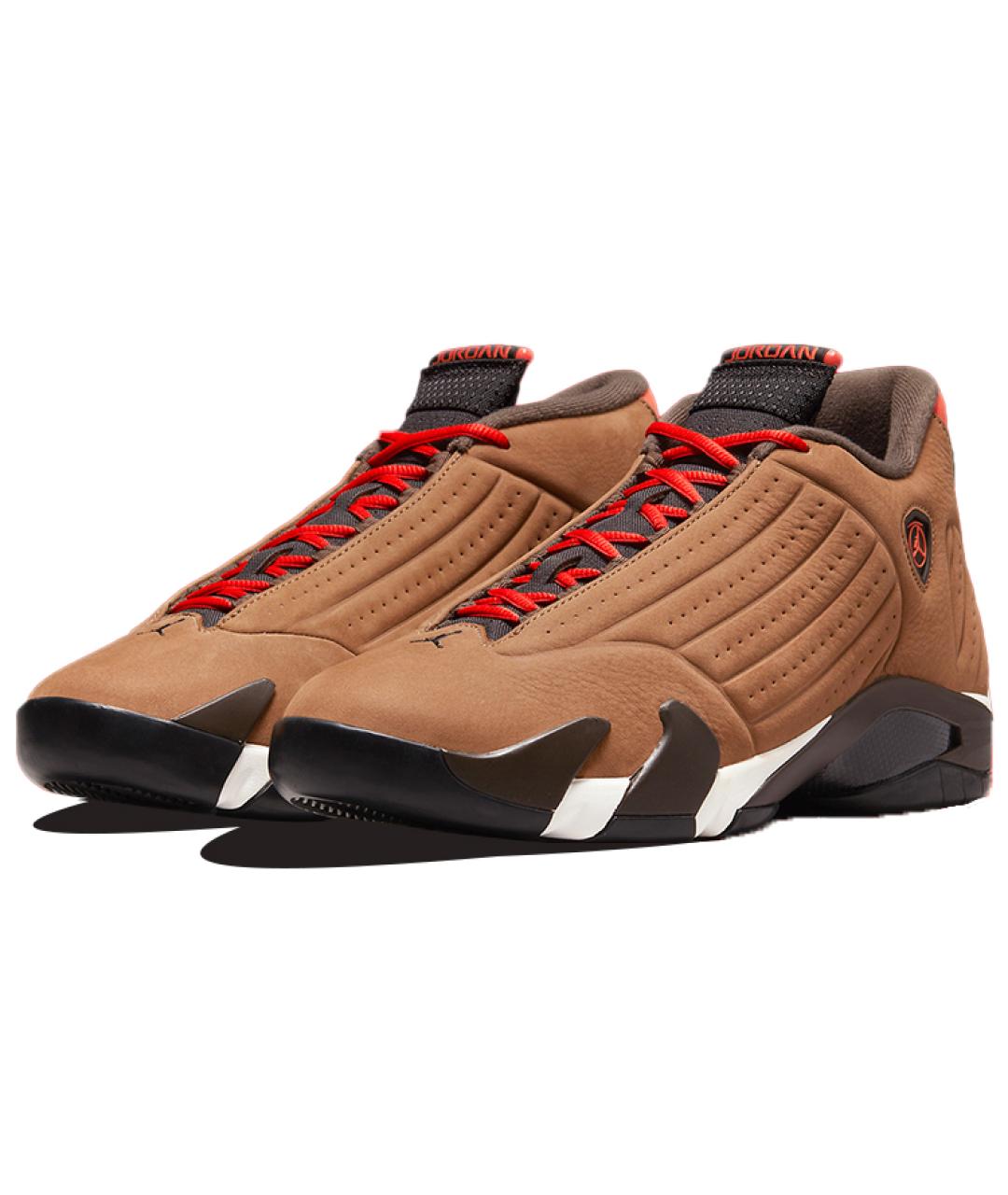 JORDAN Коричневые нубуковые высокие кроссовки / кеды, фото 3