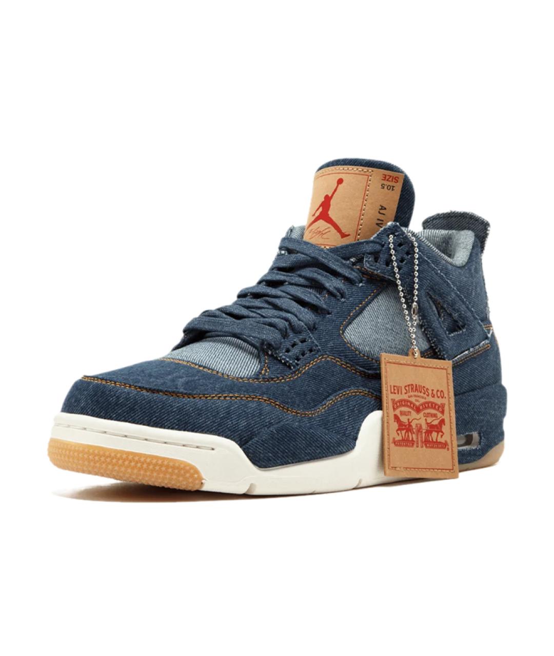 JORDAN Темно-синие текстильные высокие кроссовки / кеды, фото 3