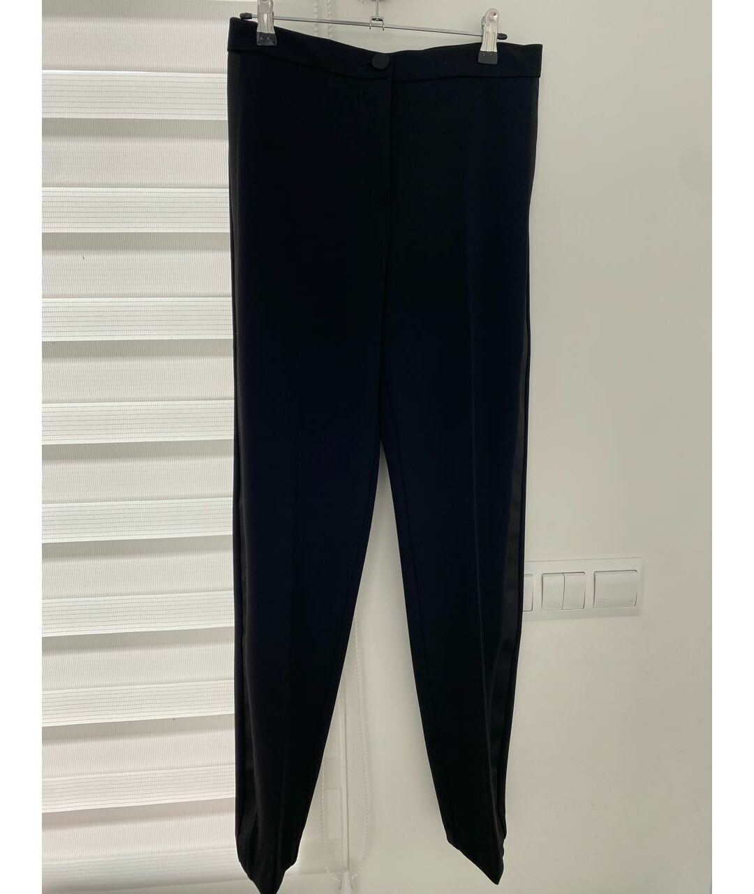 IRIS & INK  Черные шерстяные прямые брюки, фото 7