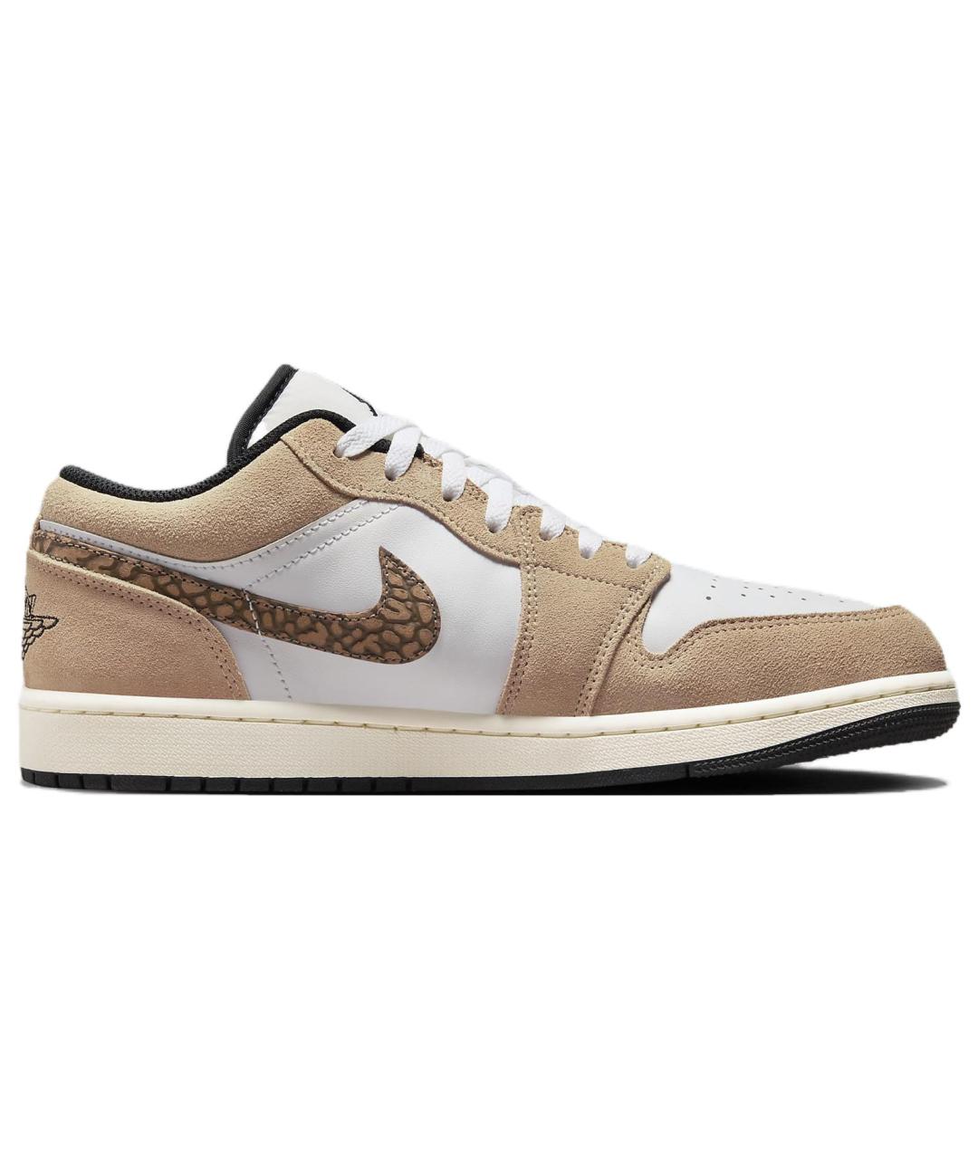 JORDAN Бежевые кожаные высокие кроссовки / кеды, фото 1