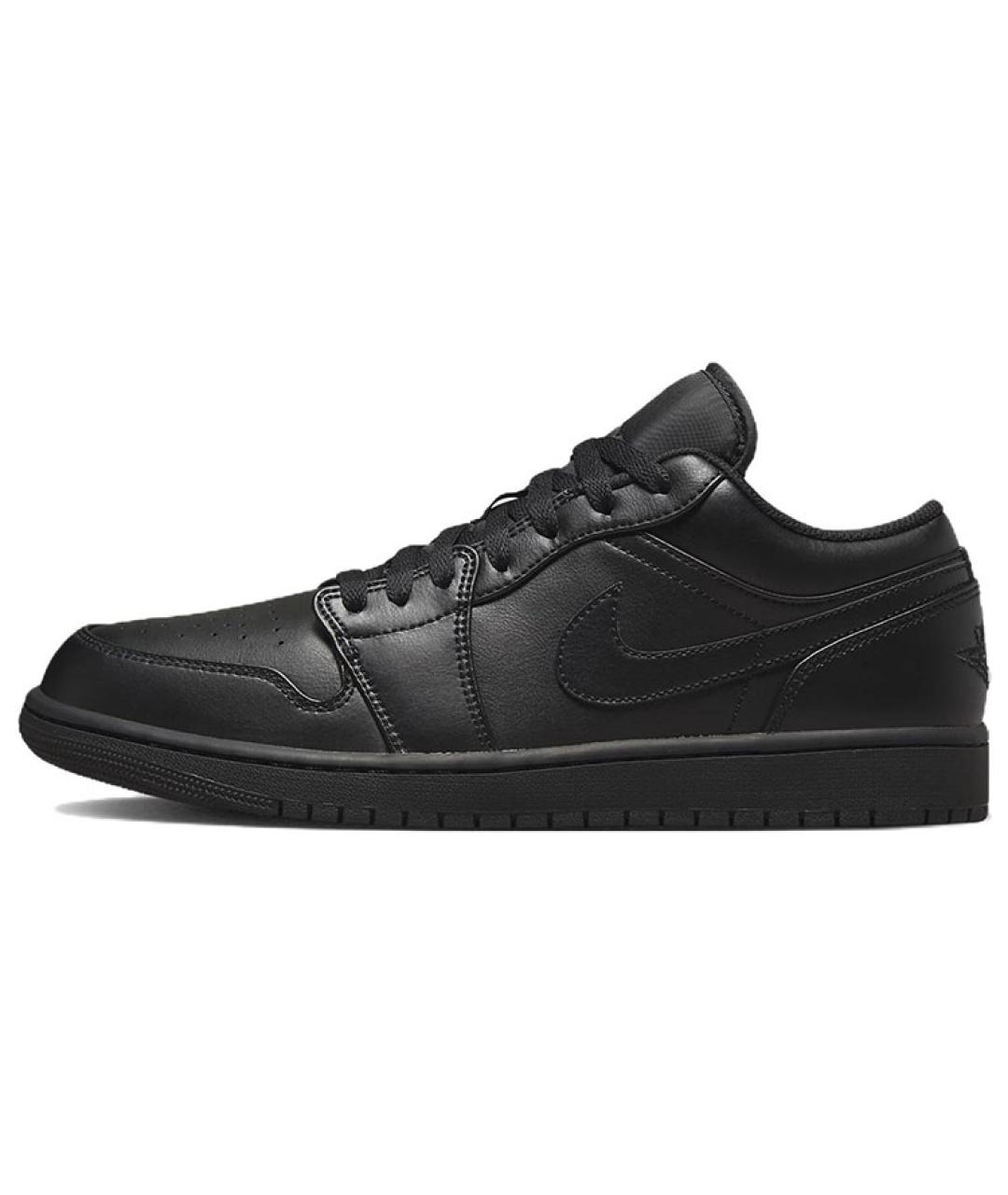 JORDAN Черные кожаные низкие кроссовки / кеды, фото 2