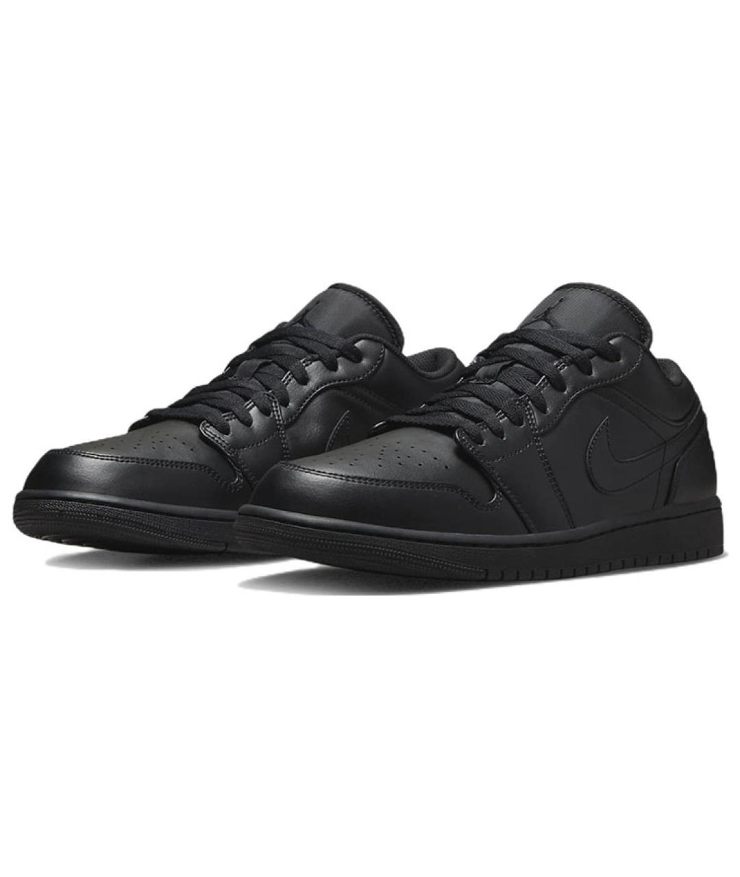 JORDAN Черные кожаные низкие кроссовки / кеды, фото 3