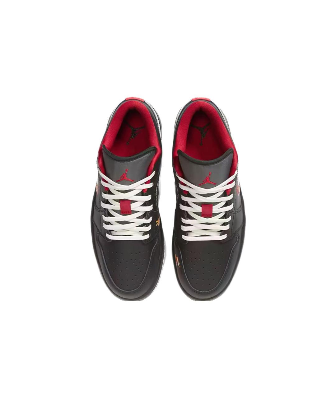 JORDAN Черные кожаные высокие кроссовки / кеды, фото 4