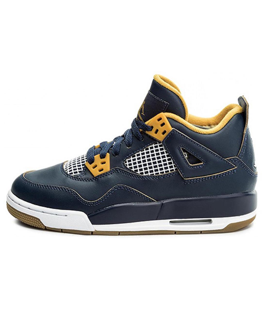 JORDAN Синие кожаные высокие кроссовки / кеды, фото 2