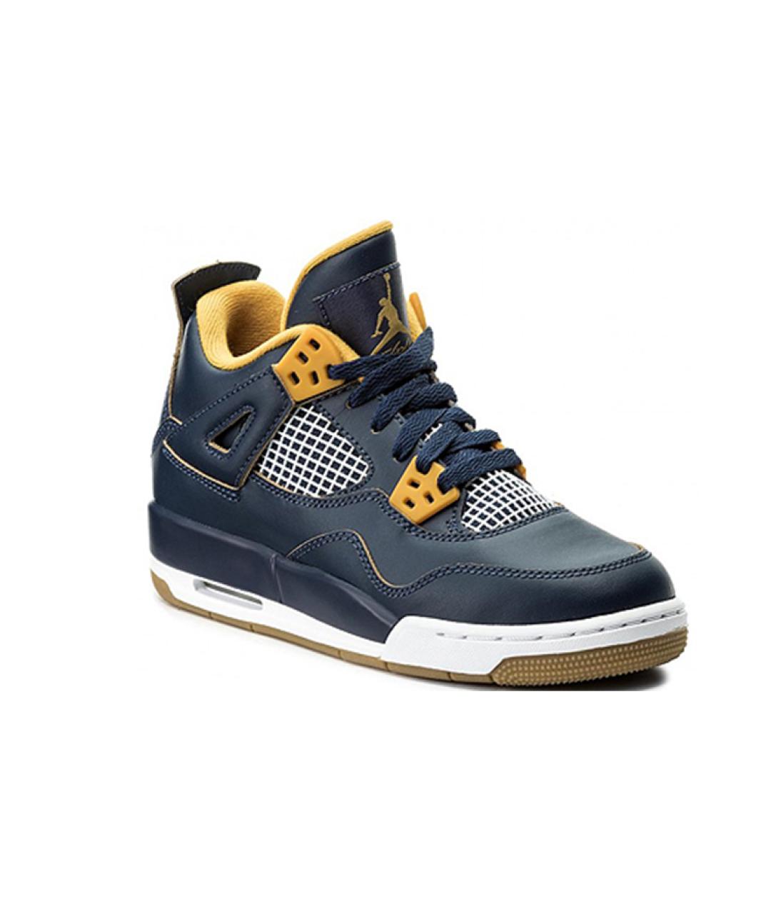 JORDAN Синие кожаные высокие кроссовки / кеды, фото 3