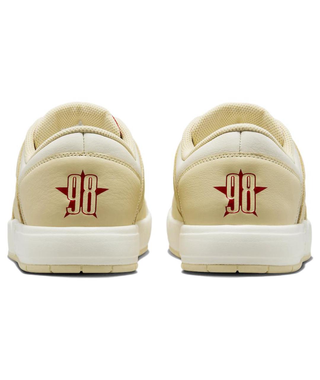 JORDAN Бежевые кожаные высокие кроссовки / кеды, фото 5