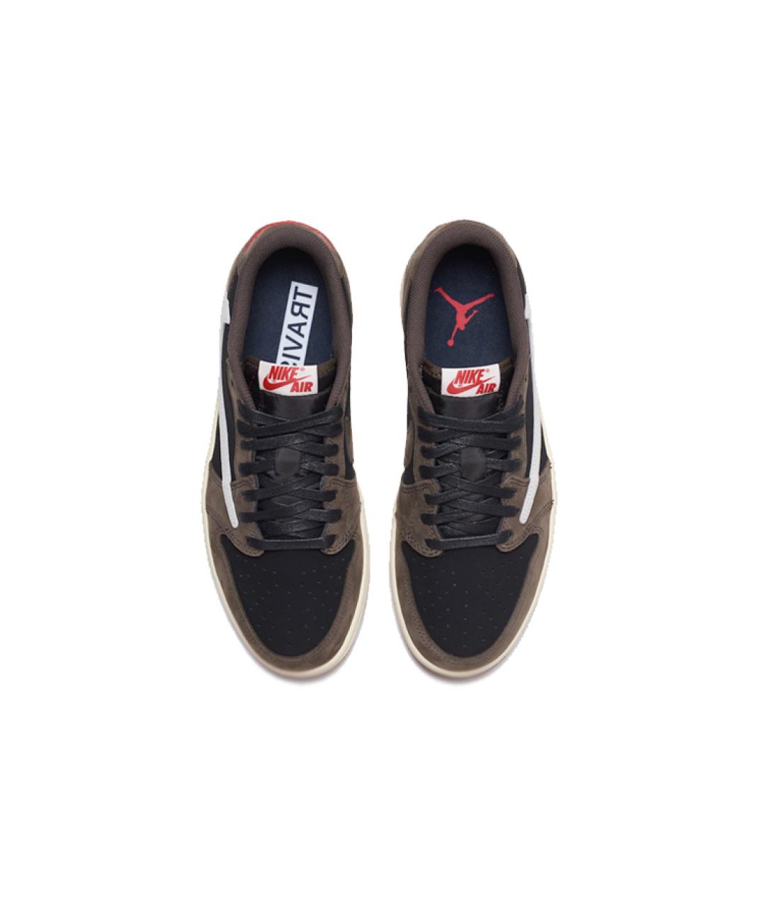 JORDAN Коричневые кожаные высокие кроссовки / кеды, фото 3