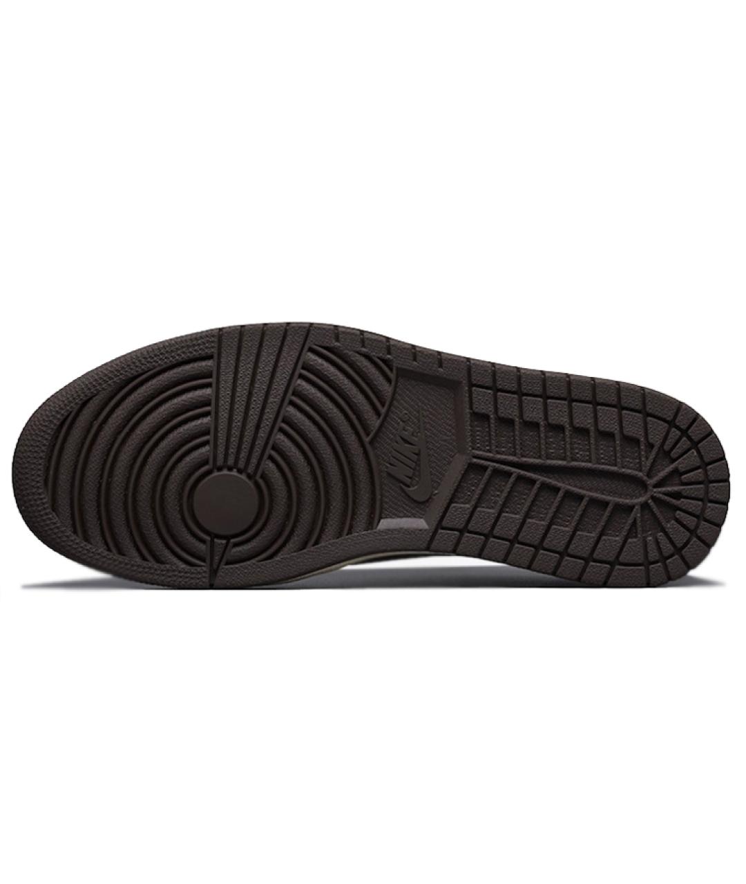 JORDAN Коричневые кожаные высокие кроссовки / кеды, фото 5