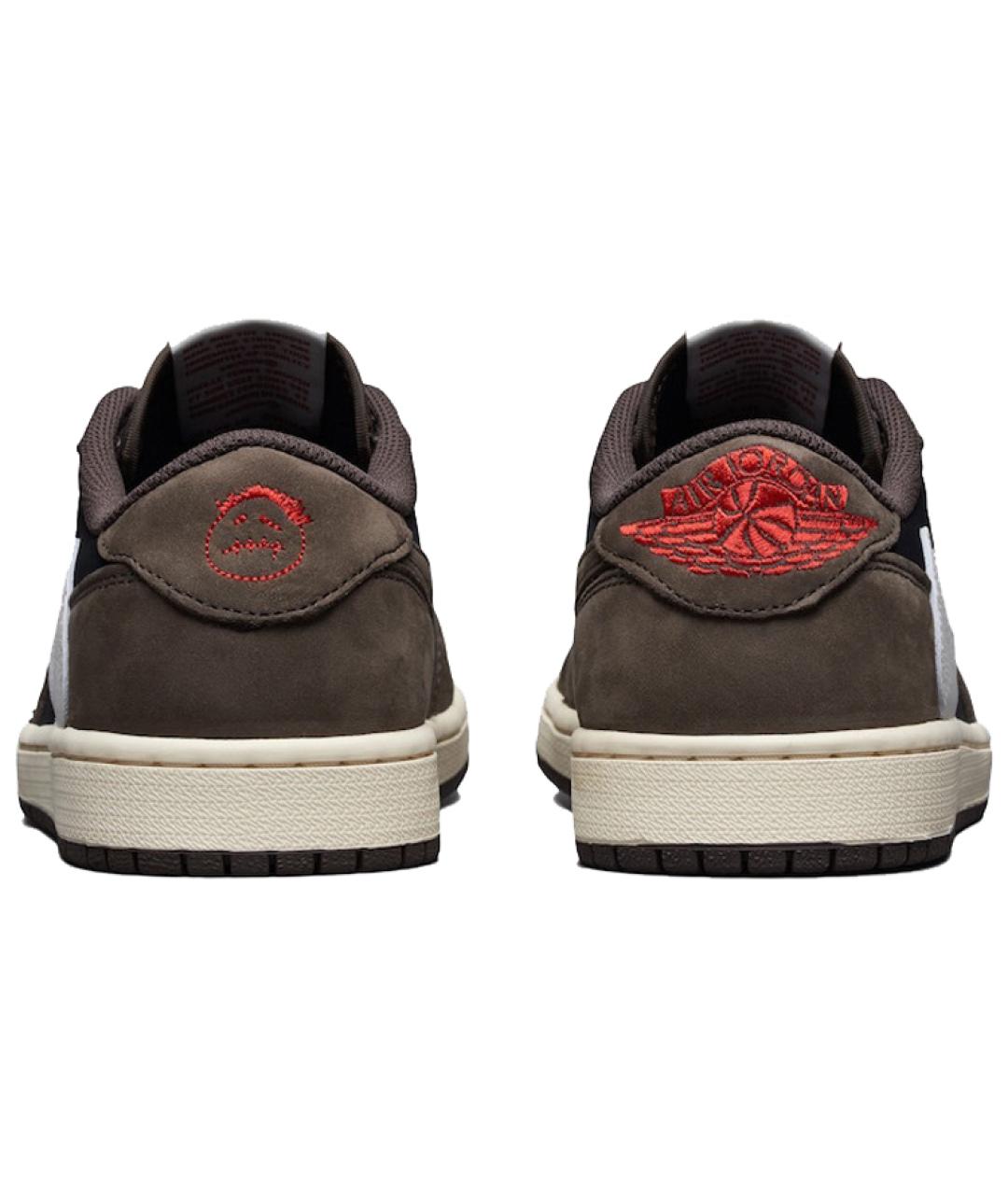 JORDAN Коричневые кожаные высокие кроссовки / кеды, фото 4