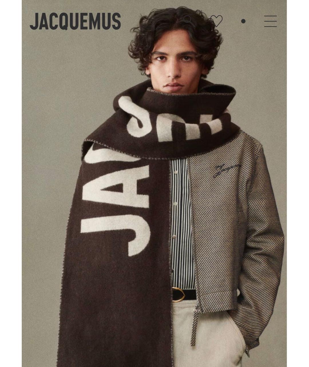 JACQUEMUS Коричневый шерстяной шарф, фото 7