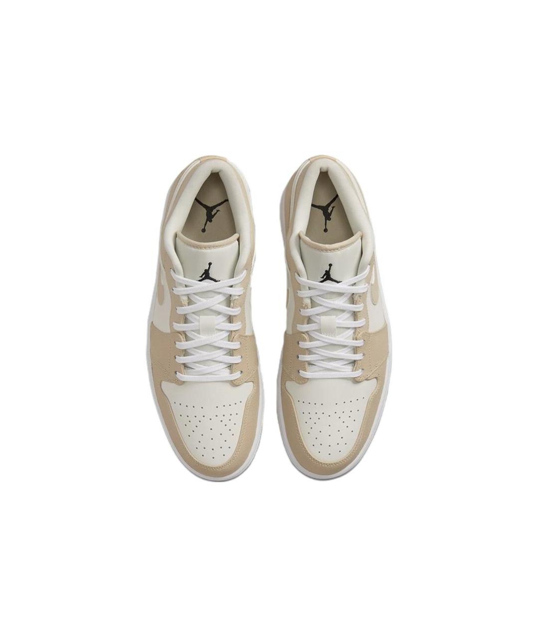 JORDAN Бежевые кожаные высокие кроссовки / кеды, фото 3