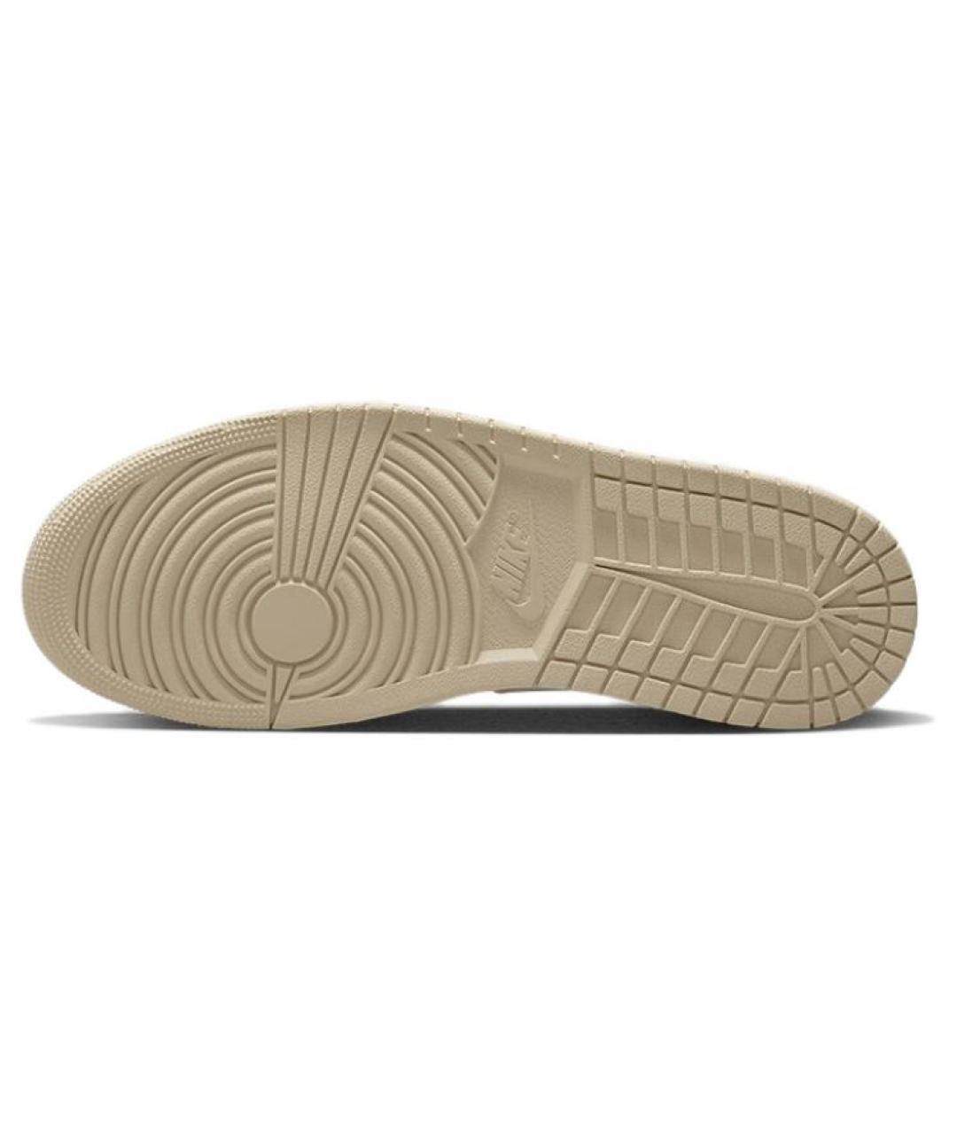 JORDAN Бежевые кожаные высокие кроссовки / кеды, фото 5