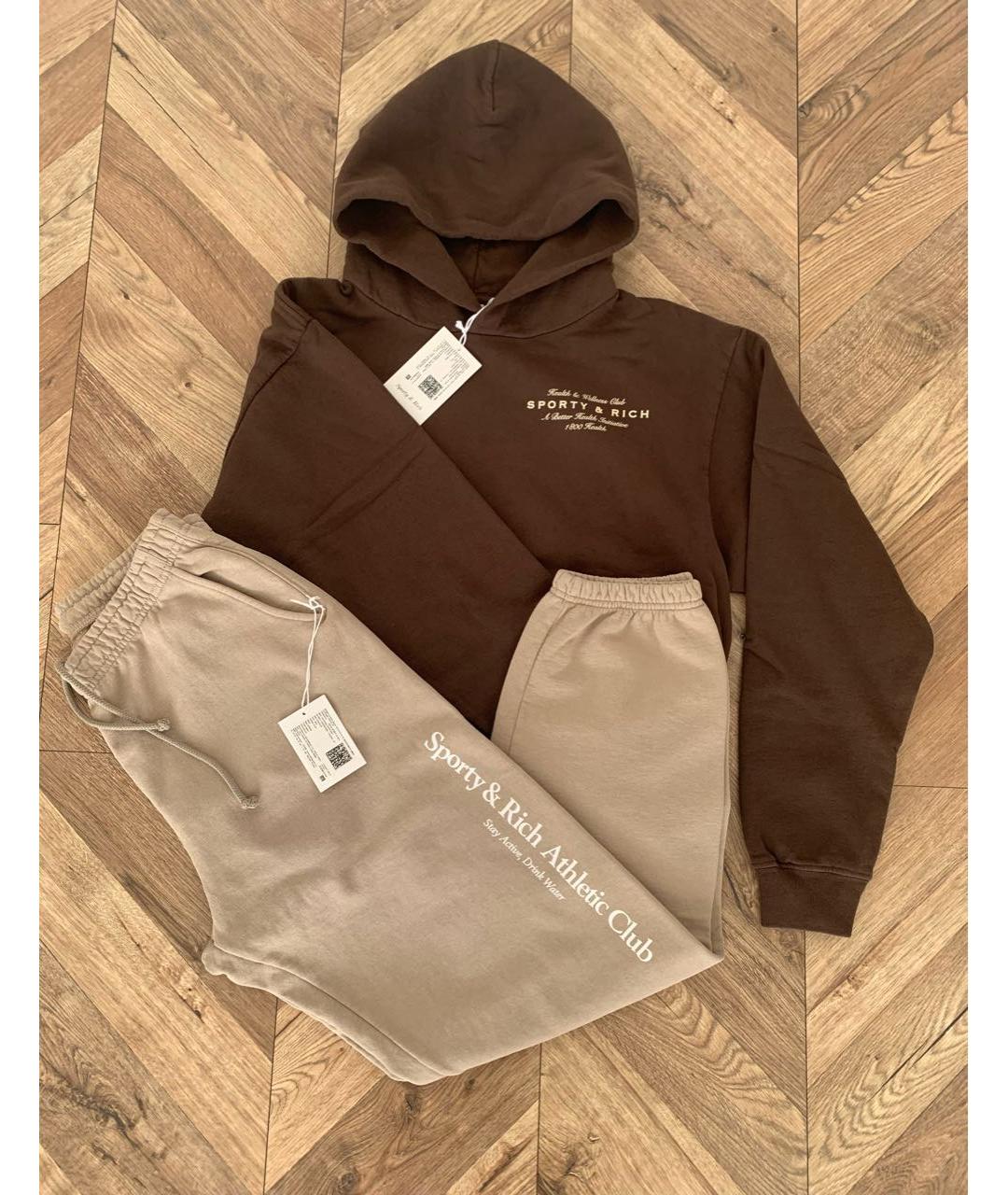 SPORTY AND RICH Коричневый хлопковый спортивные костюмы, фото 2
