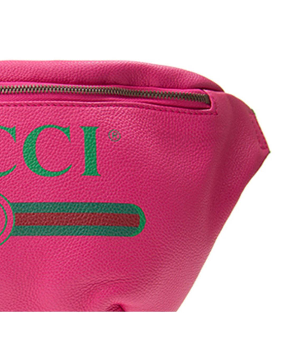 GUCCI Фуксия кожаная поясная сумка, фото 5